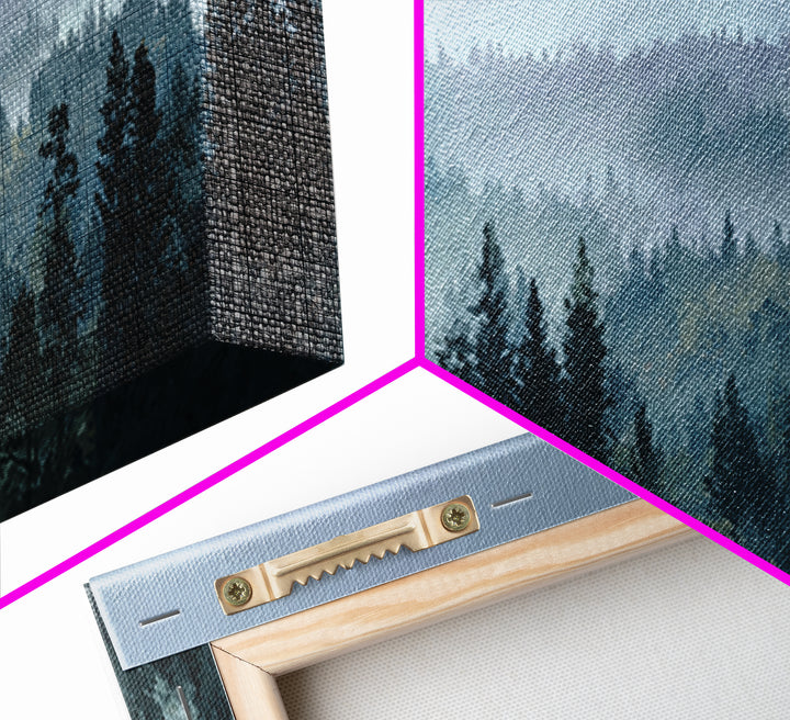 Moody Forest Landscape Framed Canvas Print, Wall Art, Framed Wall Art, Living Room Decor, Fine Art, Fine Art Print, WAL-3x1-74