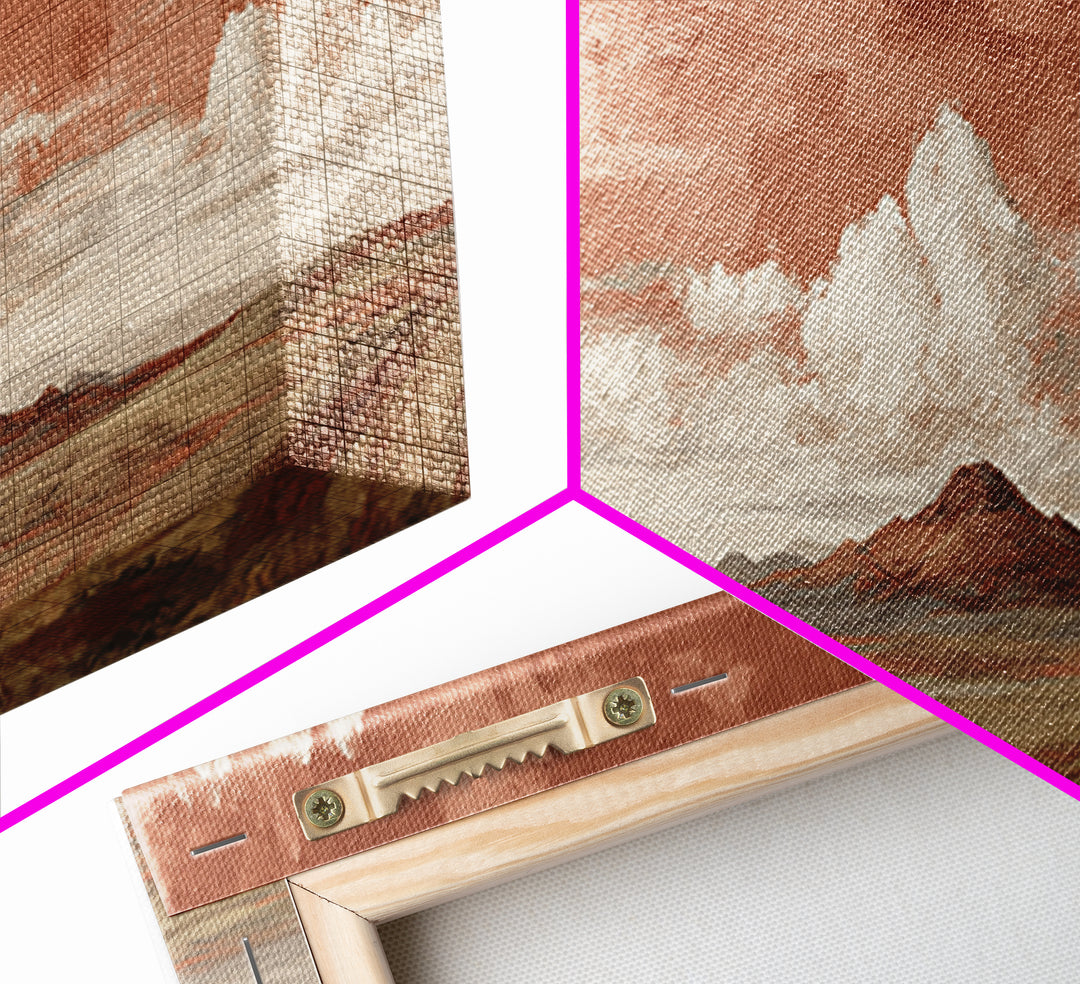 Desert Landscape in Warm Terracotta Tones Canvas Print, Wall Art, Heart, Living Room Decor, Fine Art, Home Decor Gift, WAL-3x1-95