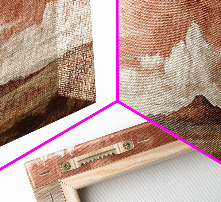 Desert Landscape in Warm Terracotta Tones Canvas Print, Wall Art, Heart, Living Room Decor, Fine Art, Home Decor Gift, WAL-3x1-95