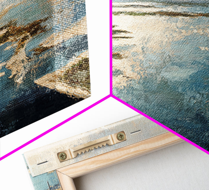 Coastal Aerial Water Study Framed Canvas Print, Wall Art, Printable Wall Art, Living Room Decor, Fine Art, Original Art, WAL-3x1-99