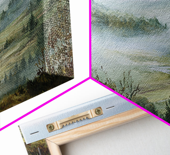 Moody Forest Landscape Framed Canvas Print, Wall Art, Metal Wall Art, Living Room Decor, Oil Painting, Digital Print, WAL-3x2-14