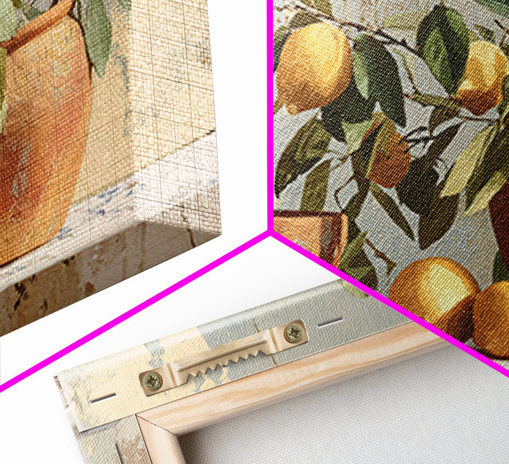 Mediterranean Lemon Branch Still Life Framed Canvas Print, Wall Art, Canvas, Living Room Decor, Watercolor Art, WAL-3x2-2