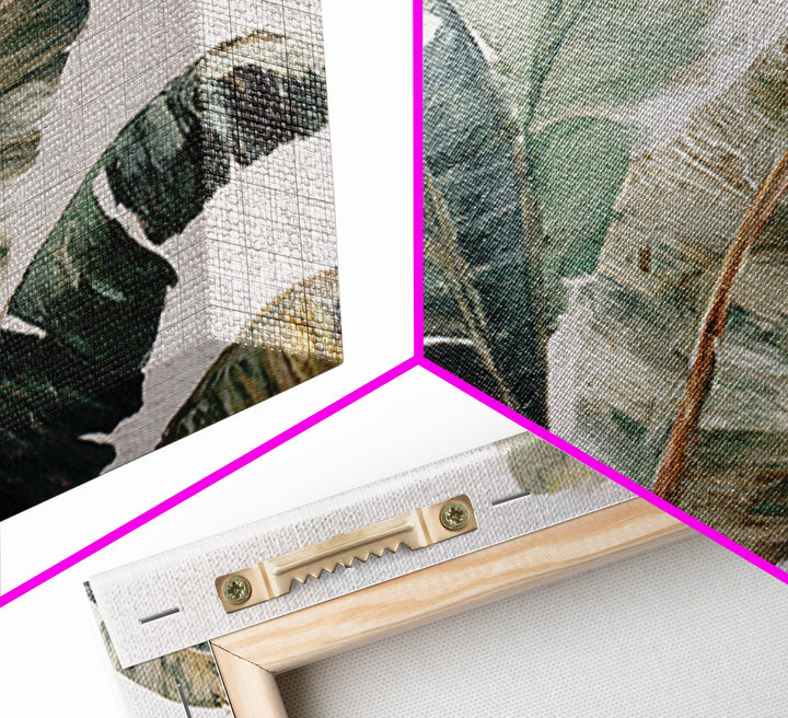 Tropical Palm Leaf Painting Framed Canvas Print, Wall Art, Textured Wall Art, Living Room Decor, Watercolor Art, WAL-3x2-20