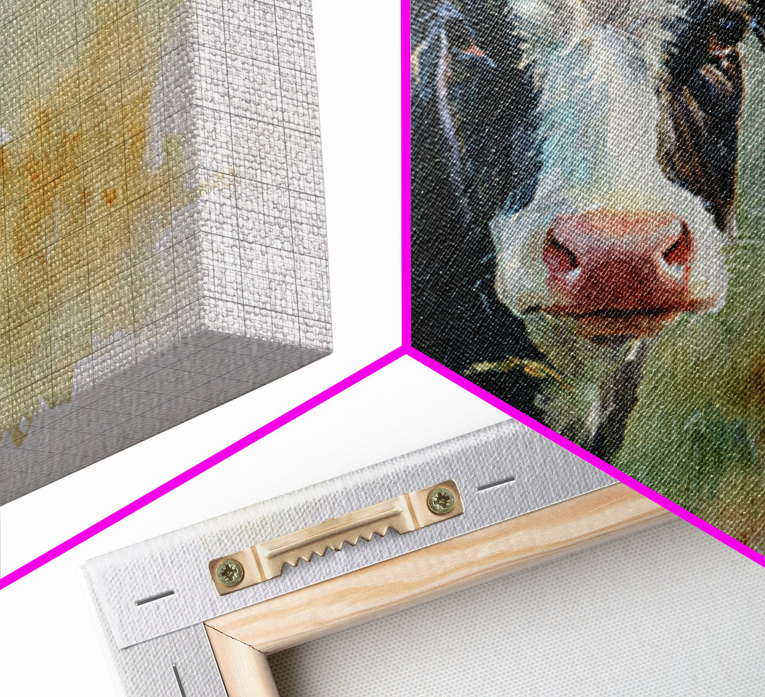 Rustic Farmhouse Cow Portrait Framed Canvas Print, Wall Art, Prints Wall Art, Living Room Decor, Fine Art, Textured Painting, WAL-3x2-23