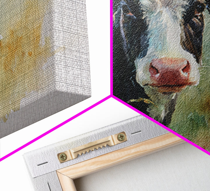 Rustic Farmhouse Cow Portrait Framed Canvas Print, Wall Art, Prints Wall Art, Living Room Decor, Fine Art, Textured Painting, WAL-3x2-23