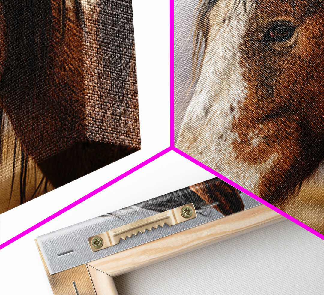 Wild Horse Portrait Framed Canvas Print, Wall Art, Abstract Wall Art, Living Room Decor, Fine Art, Contemporary Art, WAL-3x2-41