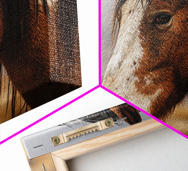 Wild Horse Portrait Framed Canvas Print, Wall Art, Abstract Wall Art, Living Room Decor, Fine Art, Contemporary Art, WAL-3x2-41