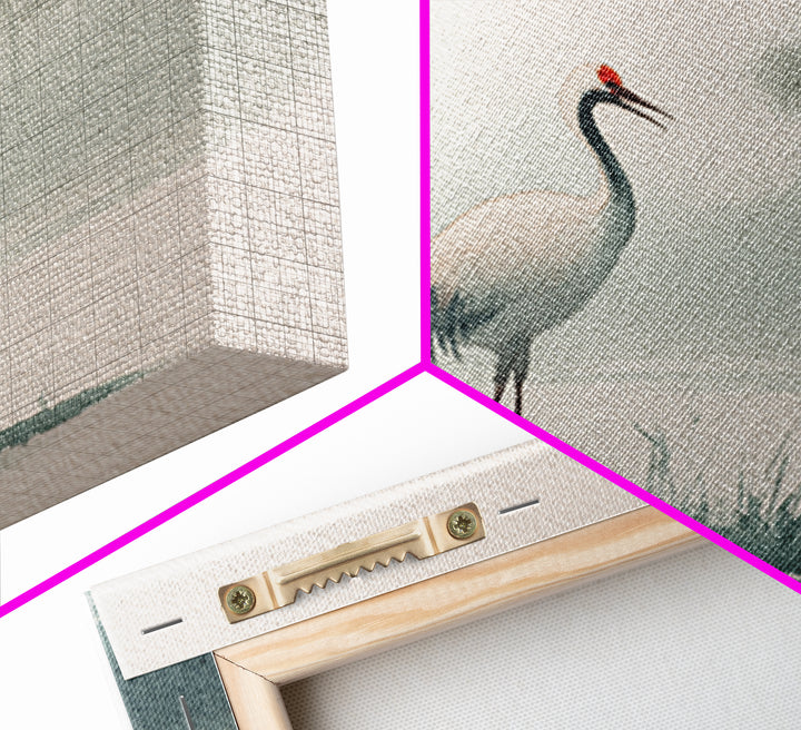 Monochrome Ink Crane Composition Canvas Print, Wall Art, Wood Wall Art, Living Room Decor, Abstract Art, Textured Painting, WAL-3x2-52
