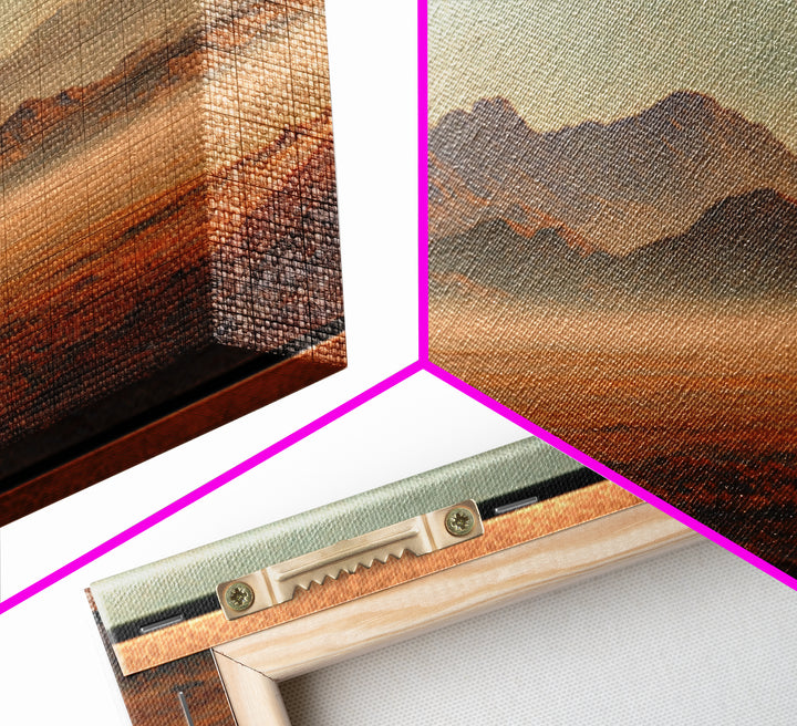 Desert Landscape in Warm Terracotta Tones Framed Canvas Print, Wall Art, Heart, Living Room Decor, Fine Art, WAL-3x2-59