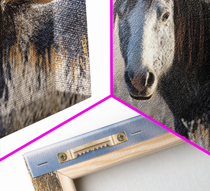 Wild Horse Portrait Framed Canvas Print, Wall Art, Abstract Wall Art, Living Room Decor, Fine Art, Contemporary Art, WAL-3x2-65