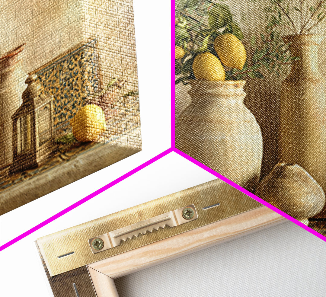 Mediterranean Lemon Branch Still Life Framed Canvas Print, Wall Art, Framed Wall Art, Living Room Decor, Fine Art, WAL-3x2-74