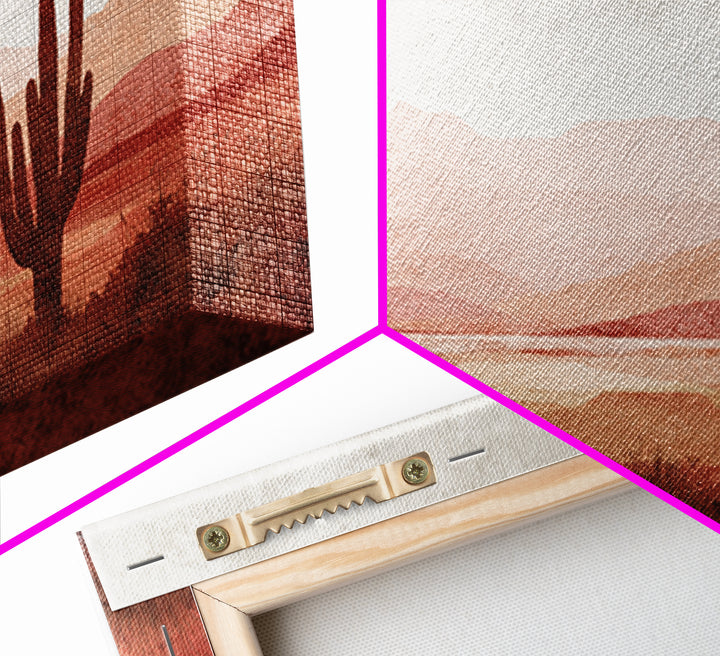 Desert Landscape in Warm Terracotta Tones Canvas Print, Wall Art, Metal Wall Art, Living Room Decor, Oil Painting, WAL-3x2-83