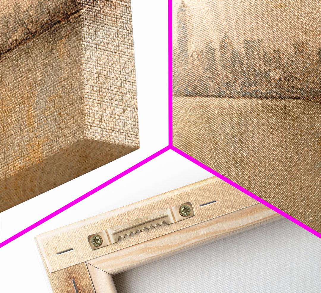 Urban Skyline in Muted Evening Color Canvas Print, Wall Art, Wood Wall Art, Living Room Decor, Fine Art, Textured Painting, WAL-3x2-94