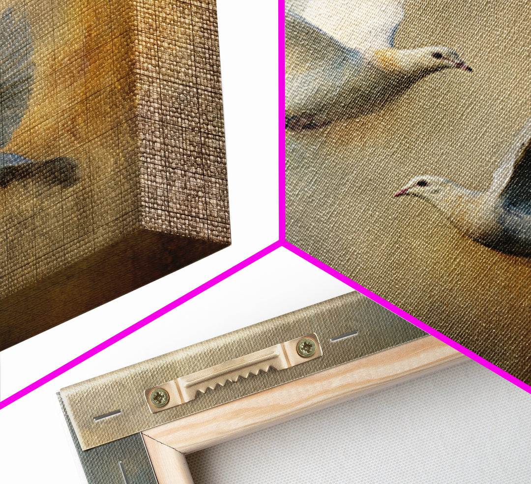 Doves Flying Through Soft Golden Light Canvas Print, Wedding Art, Wedding Painting, Living Room Decor, Fine Art, Romance, WED-1x1-59