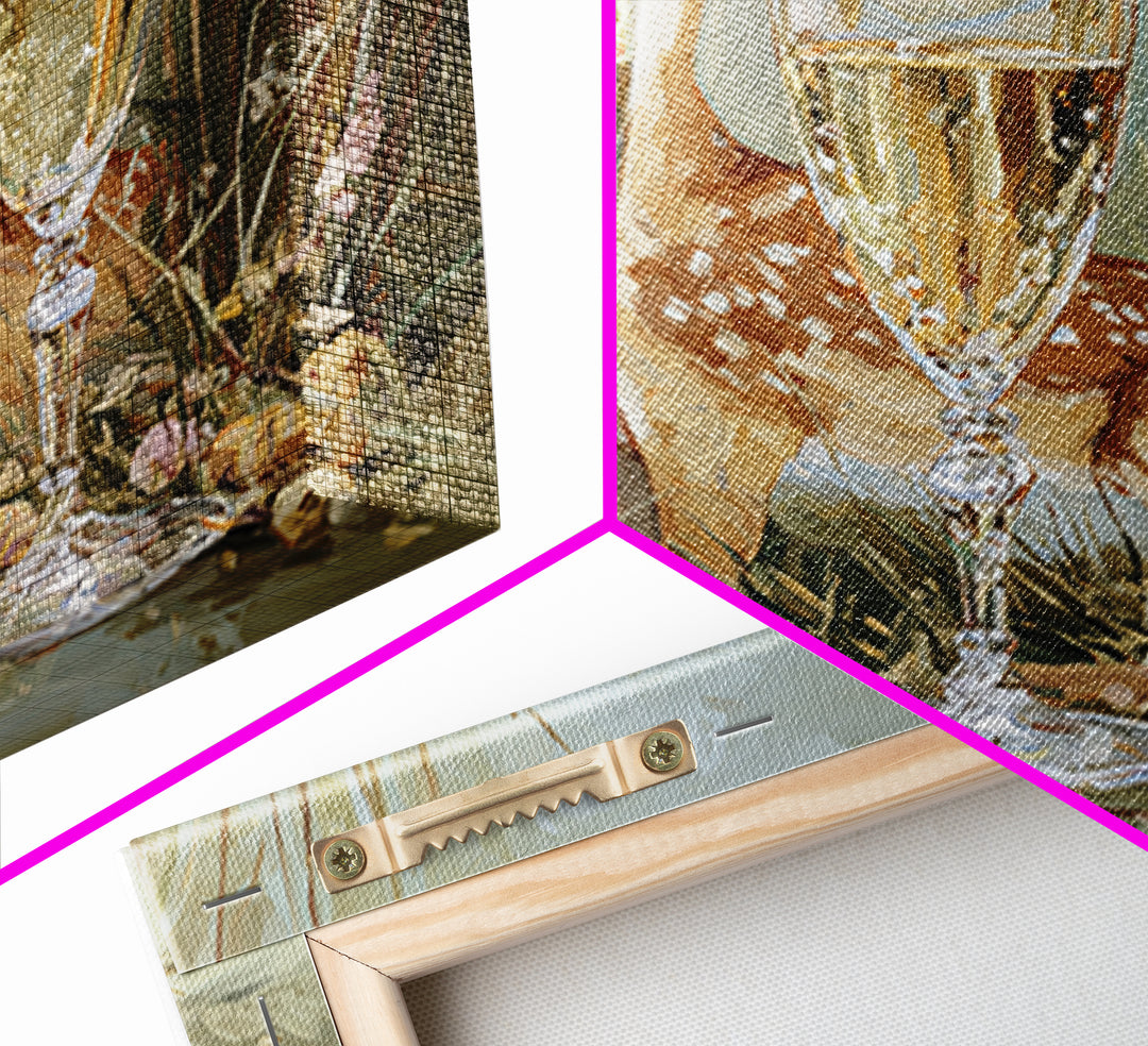 Champagne Glasses with Delicate Sparkle Framed Canvas Print, Wedding Art, Jewish Art, Living Room Decor, Watercolor Art, WED-1x1-6