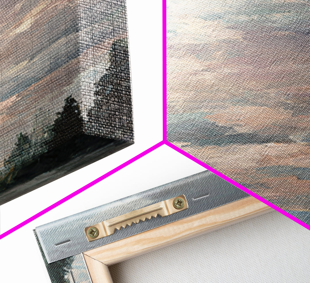 Blush Cloudscape with Dreamy Atmosphere Framed Canvas Print, Wedding Art, Living Room Decor, Watercolor Art, Romance, WED-1x3-3