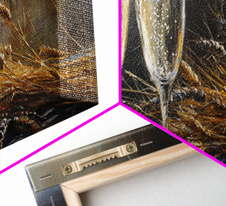 Champagne Glasses with Delicate Sparkle Canvas Print, Wedding Art, Wall Decor, Living Room Decor, Abstract Art, Romance, WED-2x1-2