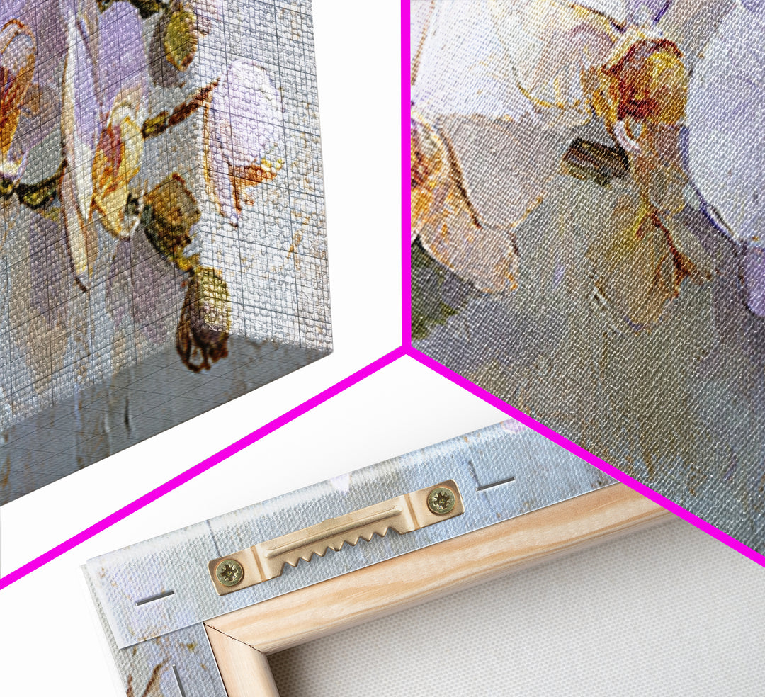 White Orchid and Gold Ribbon Composition Framed Canvas Print, Wedding Art, Modern Decor, Living Room Decor, Fine Art, Romance, WED-2x1-20