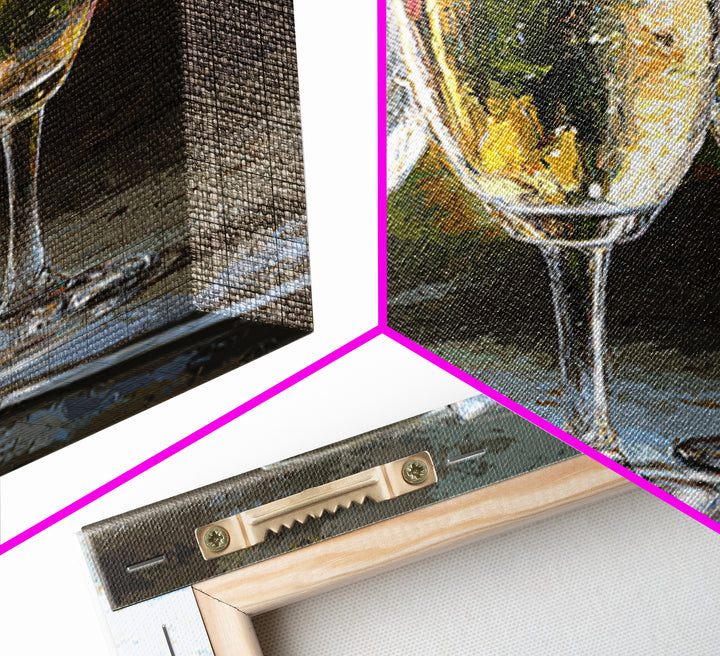 Champagne Glasses with Delicate Sparkle Framed Canvas Print, Wedding Art, Luxury Decor, Living Room Decor, Fine Art, Romance, WED-2x3-38