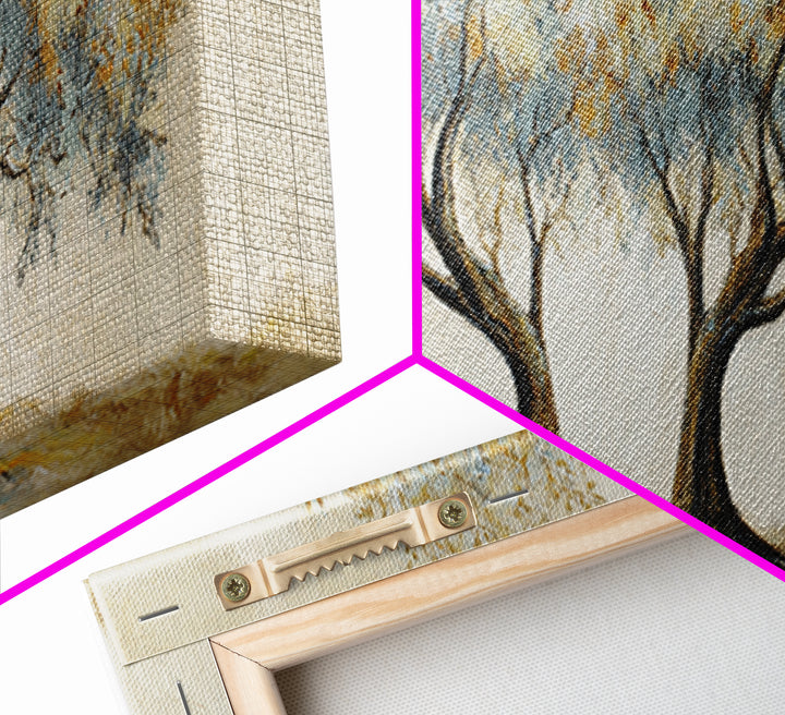 Two Intertwined Trees as Symbolic Artwork Framed Canvas Print, Wedding Art, Custom Wedding, Living Room Decor, Romance, WED-3x1-15