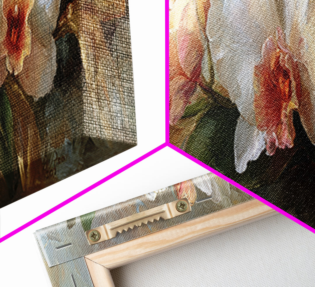 White Orchid and Gold Ribbon Composition Canvas Print, Wedding Art, Wedding Stationery, Living Room Decor, Fine Art, Romance, WED-3x1-40