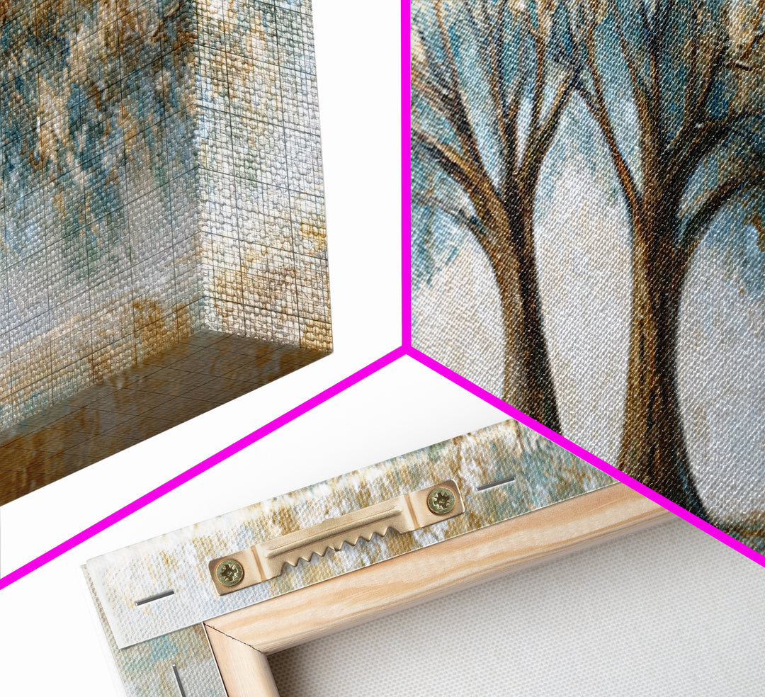 Two Intertwined Trees as Symbolic Artwork Framed Canvas Print, Wedding Art, Wedding Dress, Living Room Decor, Fine Art, Romance, WED-3x1-87