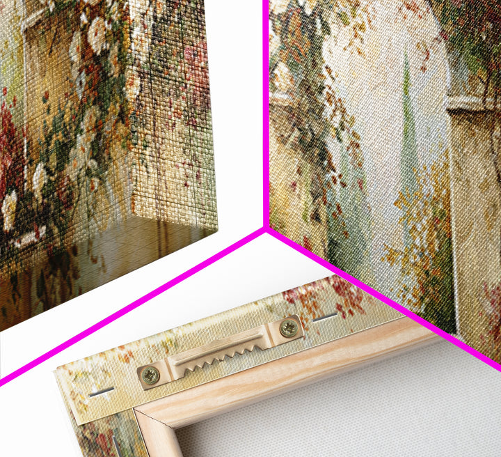 Romantic Garden Arch Covered Canvas Print, Wedding Art, Downloadable Art, Living Room Decor, Oil Painting, Romance, WED-3x1-98