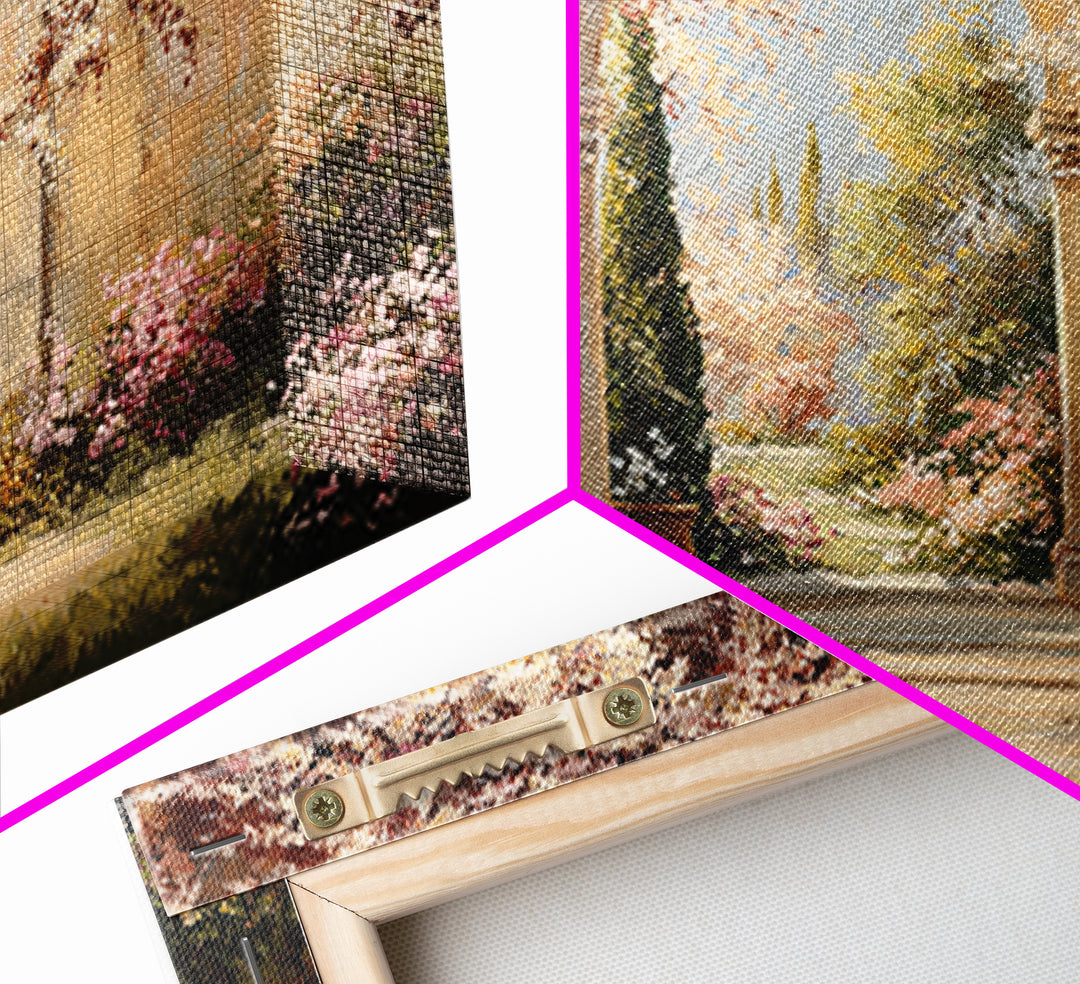 Romantic Garden Arch Covered Framed Canvas Print, Wedding Art, Wedding, Living Room Decor, Oil Painting, Romance, WED-3x2-14