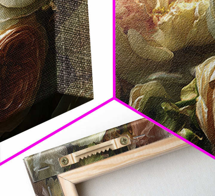 Peony and Ranunculus Bouquet Framed Canvas Print, Wedding Art, Wedding Guest Book, Living Room Decor, Fine Art, Romance, WED-3x2-24