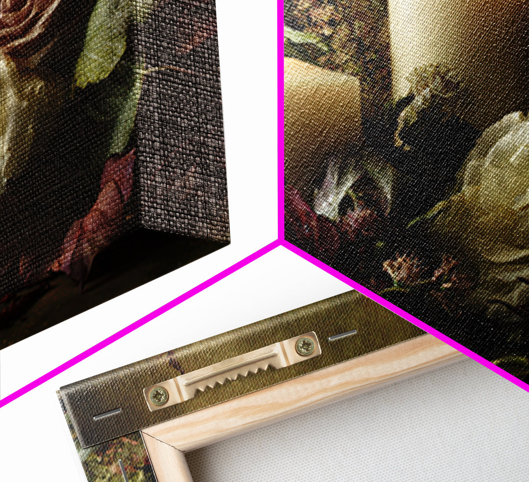Romantic Candle and Floral Still Life Canvas Print, Wedding Art, Custom Portrait, Living Room Decor, Fine Art, Romance, WED-3x2-26