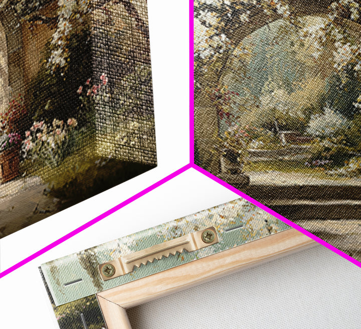 Romantic Garden Arch Covered Canvas Print, Wedding Art, Wedding Sign, Living Room Decor, Watercolor Art, Romance, WED-3x2-38