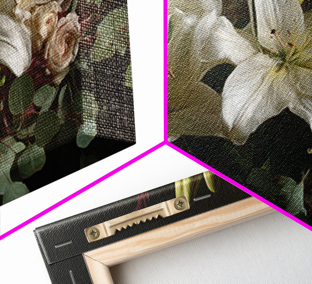 White Lilies and Eucalyptus Arrangement Canvas Print, Wedding Art, Wedding Guestbook, Living Room Decor, Oil Painting, Romance, WED-3x2-61