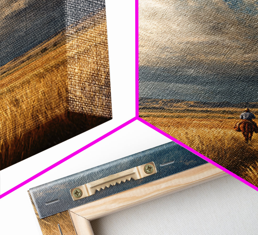Golden Wheat Field Framed Canvas Print, Western Art, Printable Wall Art, Southwestern Decor, Frontier, Downloadable Art, WES-1x1-96