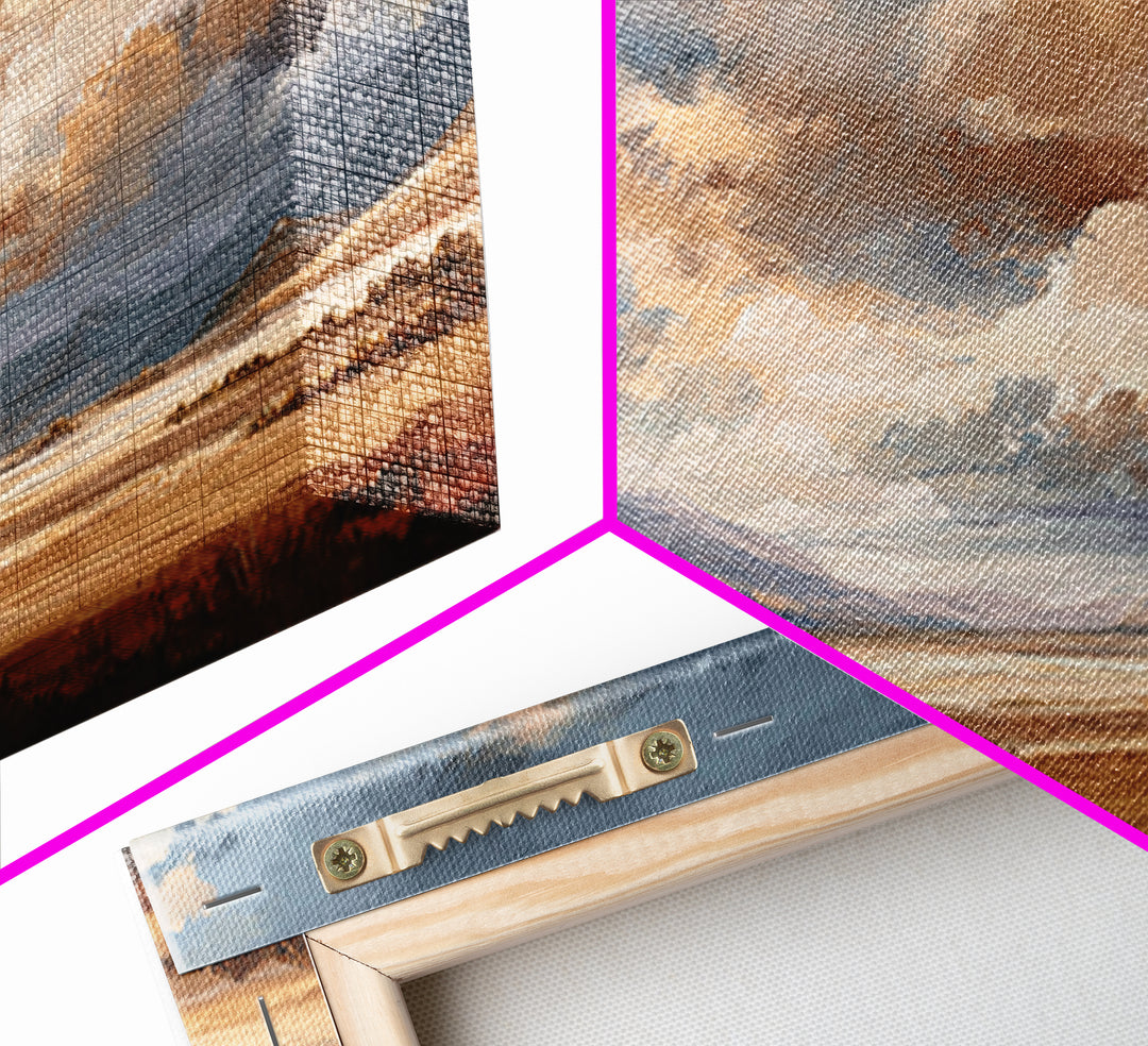 Wagon Wheel and Desert Sunset Framed Canvas Print, Western Art, Minimalist Wall Art, Southwestern Decor, Fine Art, Frontier, WES-2x1-88