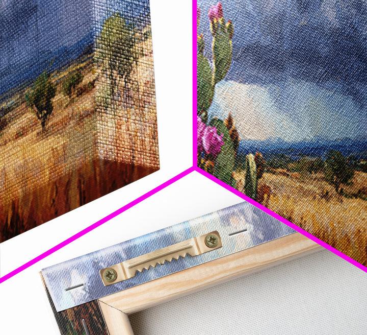 Prickly Pear Cactus Canvas Print, Western Art, Painting, Southwestern Decor, Fine Art, Frontier, Trendy Wall Art, Cowboy Art, WES-3x1-80