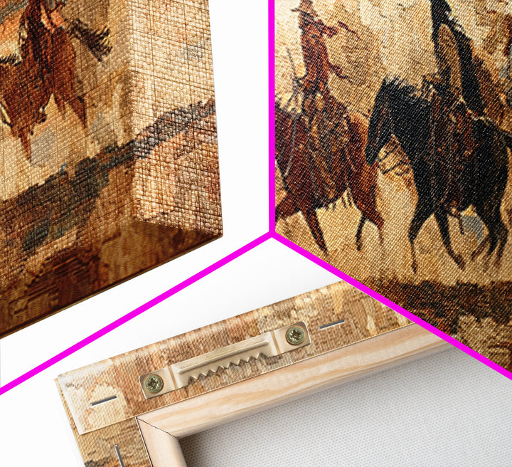 Southwestern Blanket Pattern Framed Canvas Print, Western Art, Trendy Wall Art, Southwestern Decor, Fine Art, Frontier, WES-3x1-9