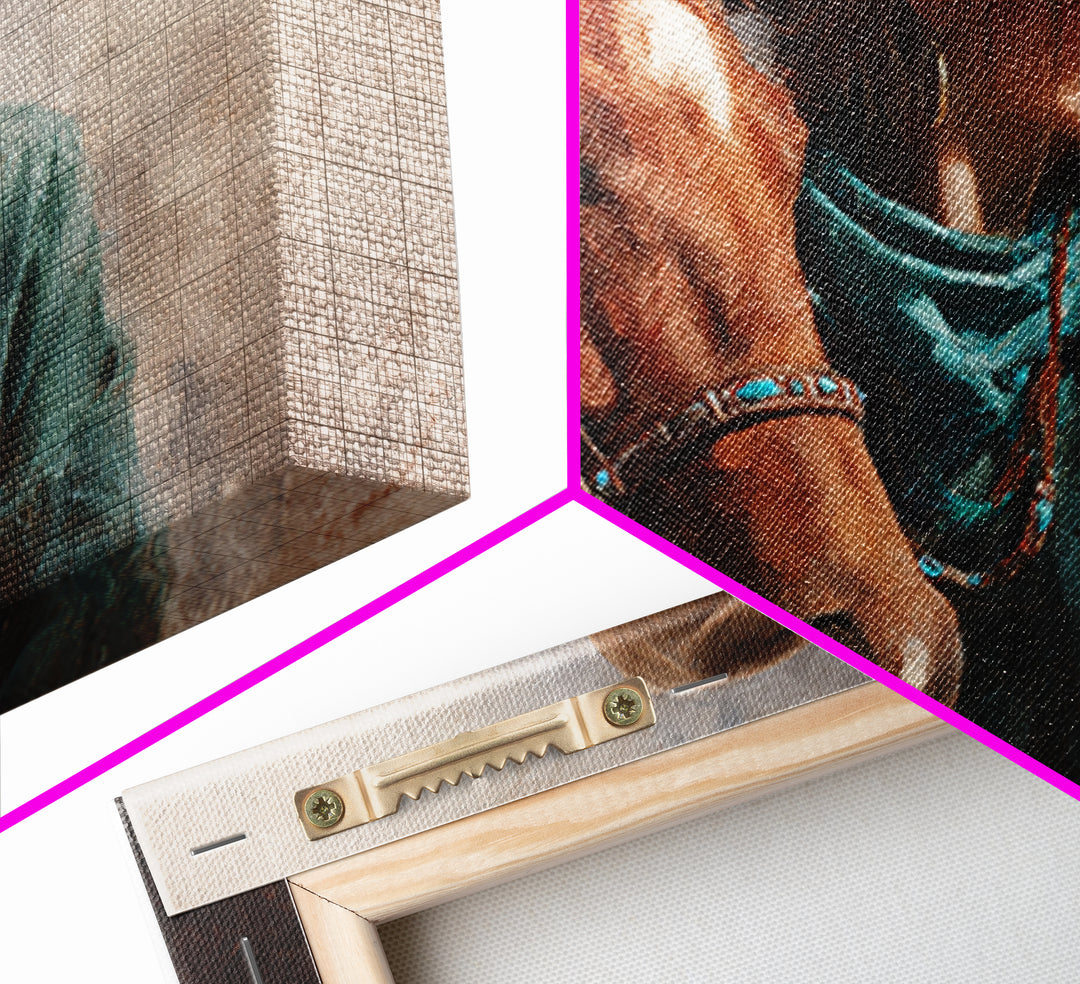 Cowgirl Portrait with Turquoise Jewelry Canvas Print, Western Art, Southwestern Decor, Fine Art, Frontier, Boho Decor, WES-3x2-58