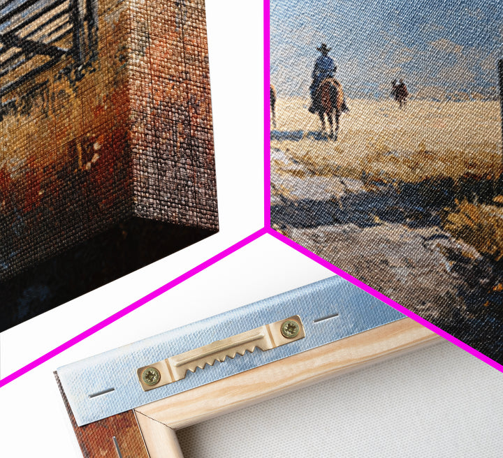 Sun Bleached Ranch Gate Framed Canvas Print, Western Art, Western Wall Art, Southwestern Decor, Watercolor Art, Frontier, WES-3x2-91