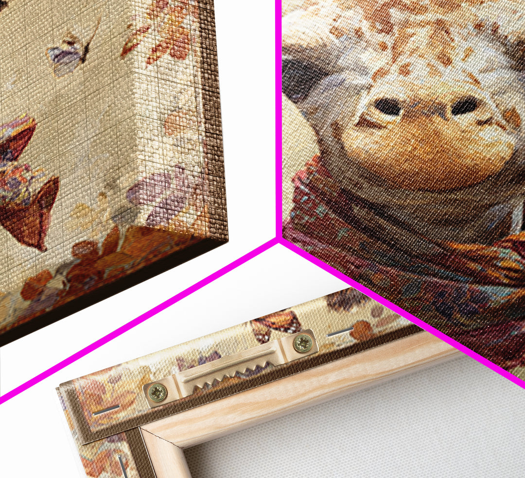 Giraffe with Scarf and Butterflies Canvas Print, Whimsical Art, Nursery Wall Decor, Living Room Decor, Fine Art, Wonder, WHI-1x1-10