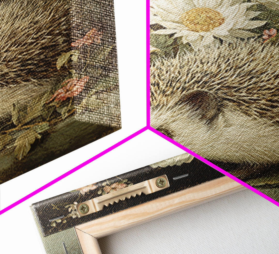 Hedgehog Carrying Wildflowers Canvas Print, Whimsical Art, Whimsical, Living Room Decor, Watercolor Art, Wonder, Nursery Art, WHI-1x1-15