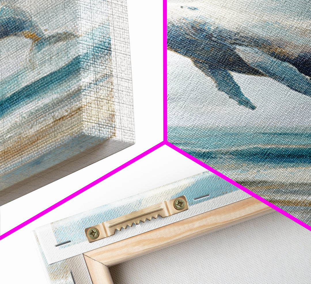 Whale Flying Through Clouds Like Ocean Framed Canvas Print, Whimsical Art, Boho Decor, Living Room Decor, Fine Art, Wonder, WHI-1x1-37
