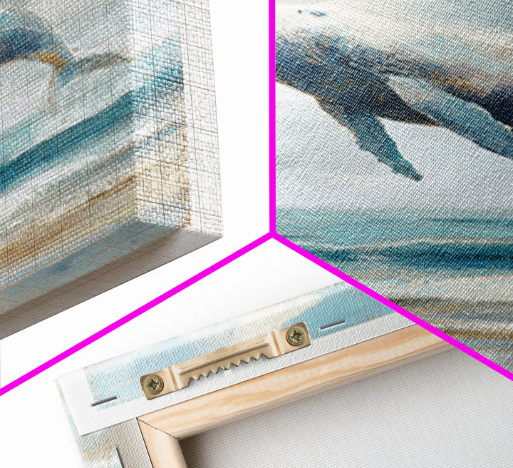 Whale Flying Through Clouds Like Ocean Framed Canvas Print, Whimsical Art, Boho Decor, Living Room Decor, Fine Art, Wonder, WHI-1x1-37