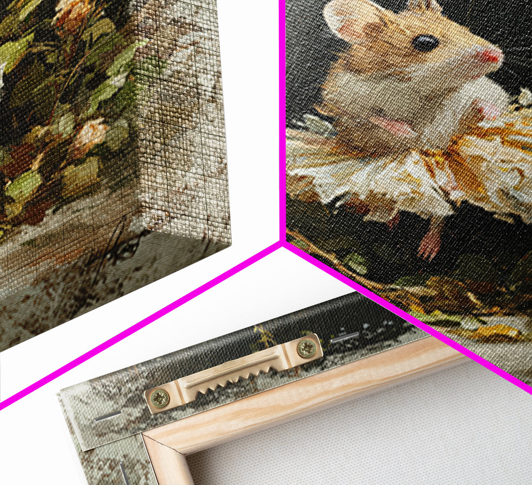 Mouse Ballerina in a Rose Garden Canvas Print, Whimsical Art, Gallery Decor, Living Room Decor, Fine Art, Wonder, Wall Art, WHI-1x1-59