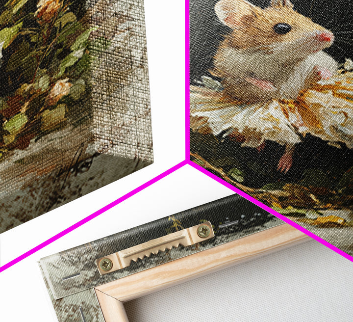 Mouse Ballerina in a Rose Garden Canvas Print, Whimsical Art, Gallery Decor, Living Room Decor, Fine Art, Wonder, Wall Art, WHI-1x1-59