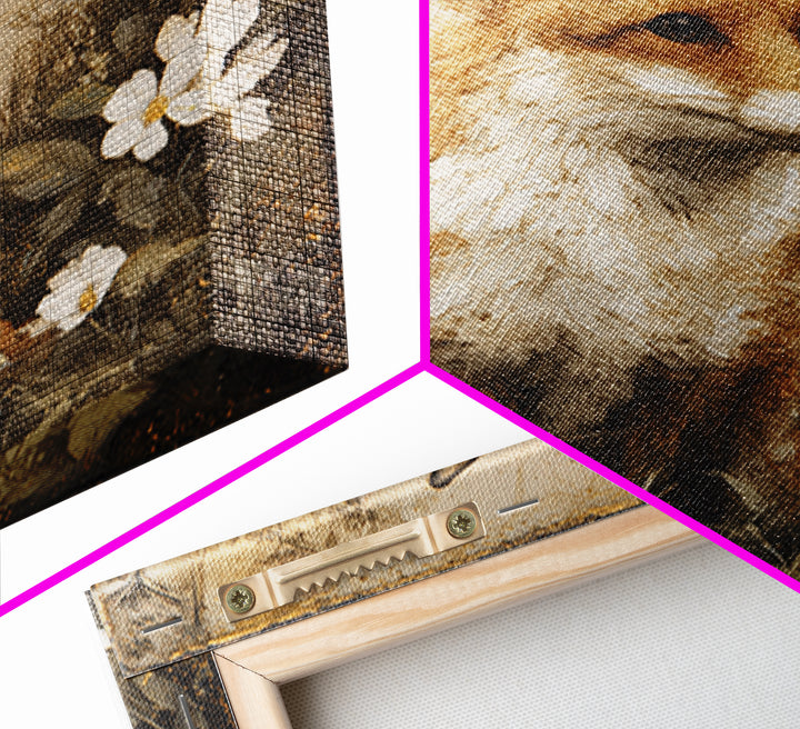 Fox Wearing a Tiny Crown Framed Canvas Print, Whimsical Art, Home Decor, Living Room Decor, Fine Art, Wonder, Digital Print, WHI-1x1-73