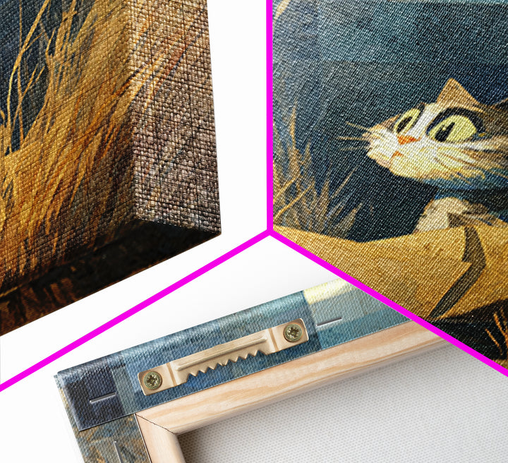 Cat Sailing a Paper Boat Framed Canvas Print, Whimsical Art, Fine Art Print, Living Room Decor, Fine Art, Wonder, Prints, WHI-1x1-74