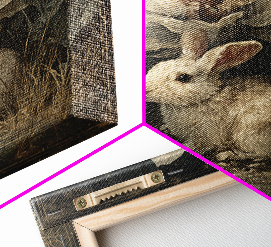 Rabbit Reading Beneath a Giant Flower Canvas Print, Whimsical Art, Wall Decor, Living Room Decor, Wonder, Printable Art, WHI-1x1-77