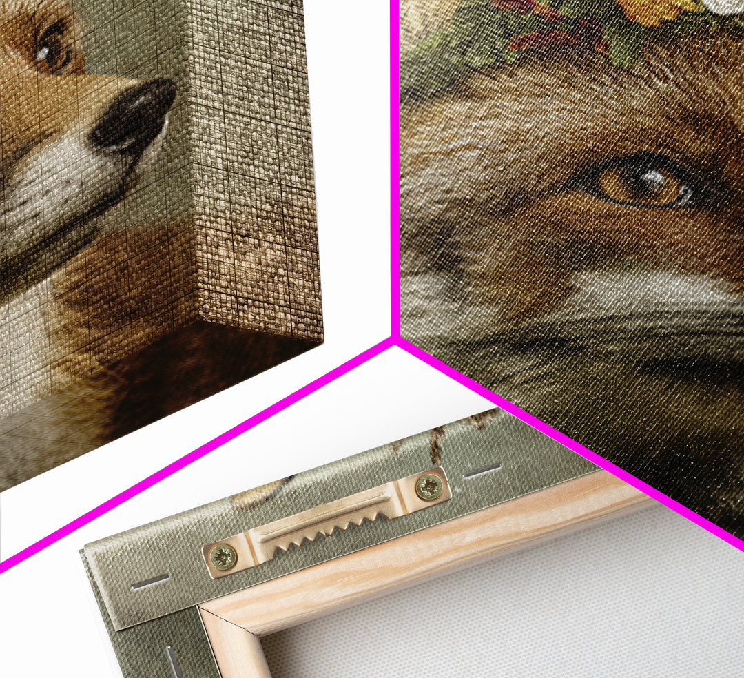 Fox Wearing a Tiny Crown Canvas Print, Whimsical Art, Printable Wall Art, Living Room Decor, Wonder, Abstract Wall Art, WHI-1x1-97