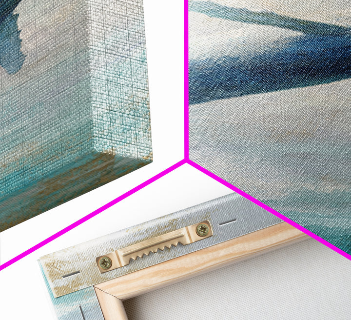 Whale Flying Through Clouds Like Ocean Framed Canvas Print, Whimsical Art, Living Room Decor, Fine Art, Wonder, Gallery Decor, WHI-2x3-69