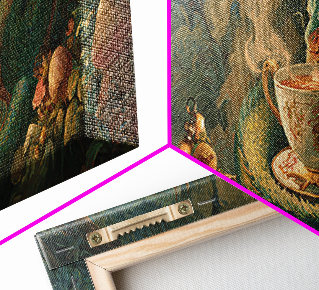 Dragon Curled Around a Teacup Canvas Print, Whimsical Art, Dark Academia Decor, Living Room Decor, Wonder, Modern Decor, WHI-3x1-16